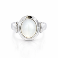 Moonstone Ring With Marquise Detail In 9K White Gold