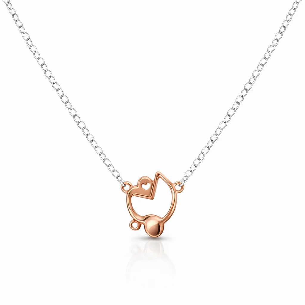 Petals Silver Necklace | Baby In Pram In Rose Gold Plate
