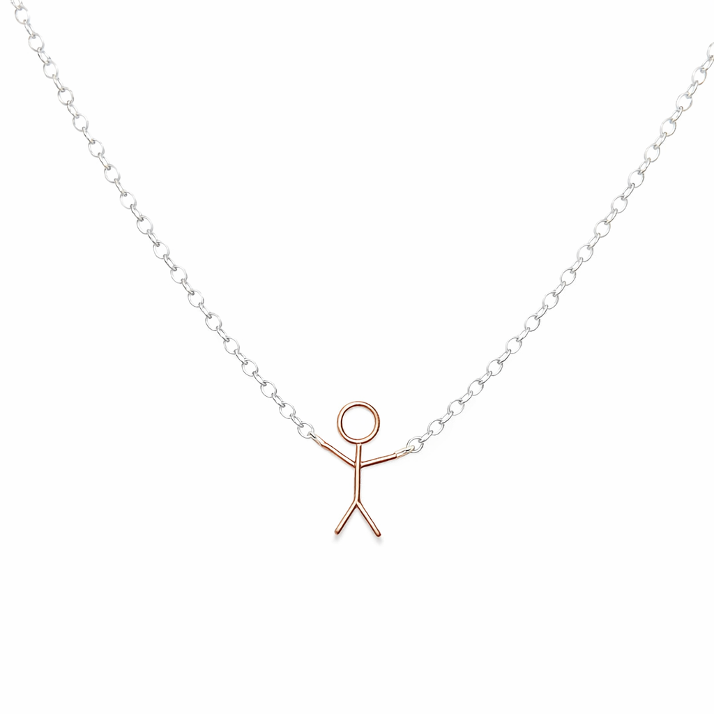 Petals Plated Stick Figure Silver Necklace