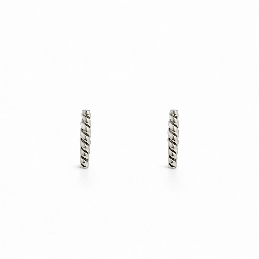 Twisted Bar Stud In Sterling Silver