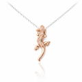 Petals Gecko Necklace "Stay Strong..." In Silver Plate