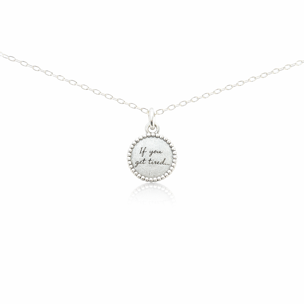 Petals Silver Necklace | Banksy Disc "If You Get Tired.."