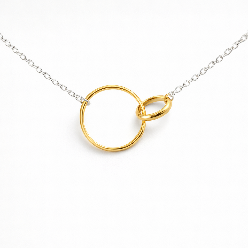 Petals Silver Necklace And Plated Links "Brother And Sister"