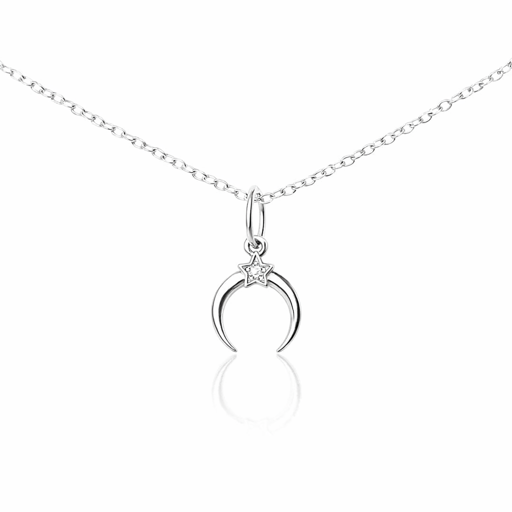 Petals Sterling Silver New Best Friend Moon Necklace