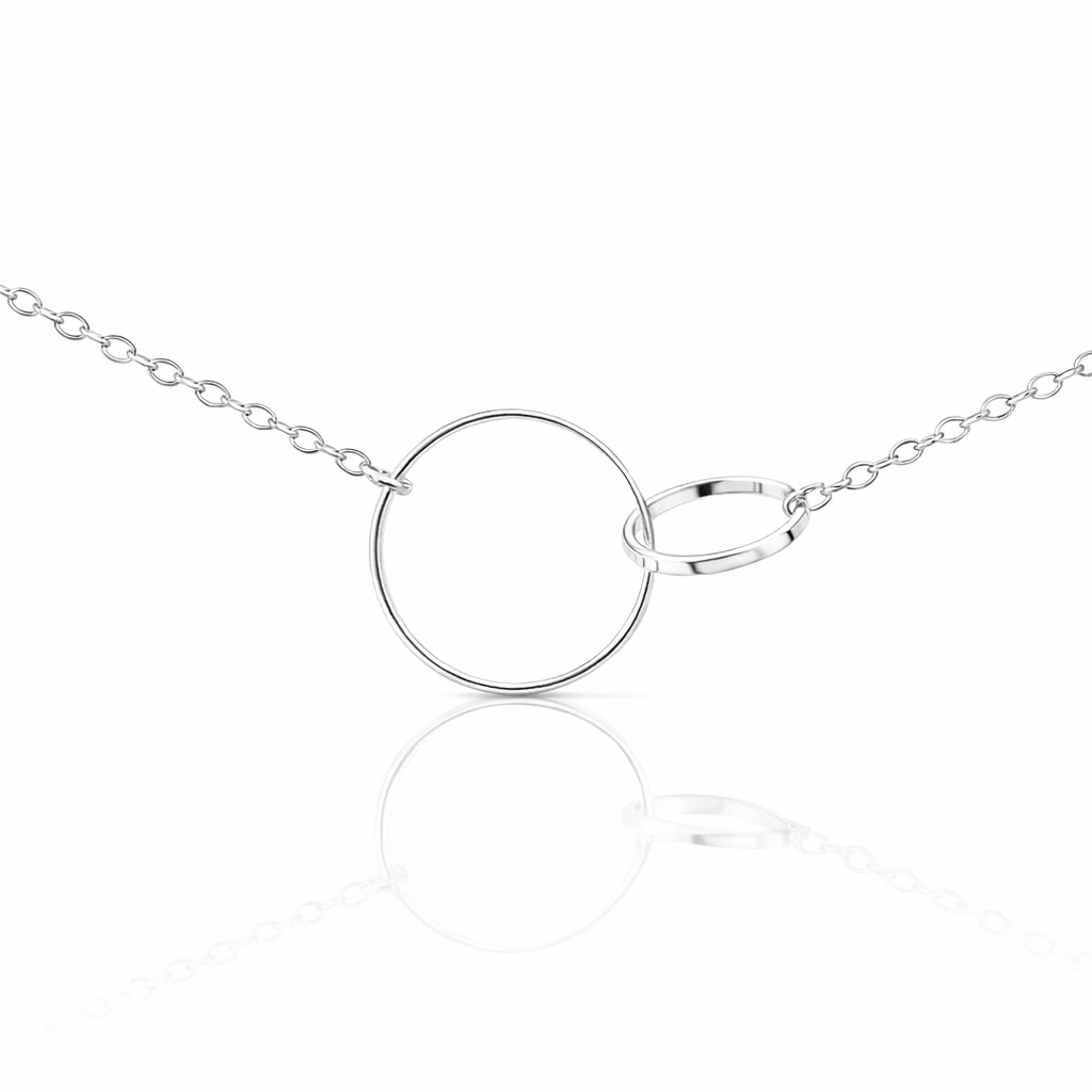 Petals Sterling Silver Father &amp; Daughter Circle Necklace