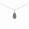 Petals Sterling Silver Mum Hamsa Hand Necklace