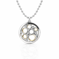 Double Sided Sterling Silver Circle Diamond Pendant