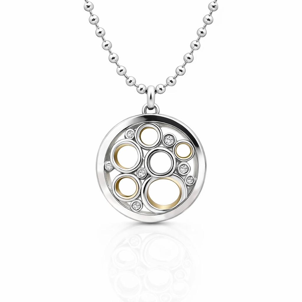 Double Sided Sterling Silver Circle Diamond Pendant