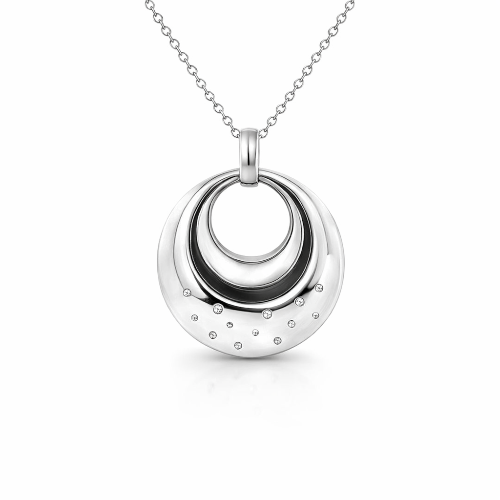 Circular Diamond Pendant In Silver