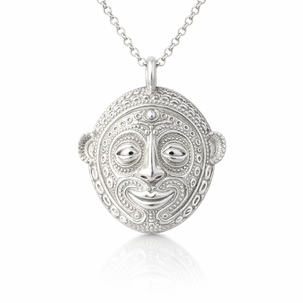 Tribal Inspired Mud Mask Pendant With Shell Details