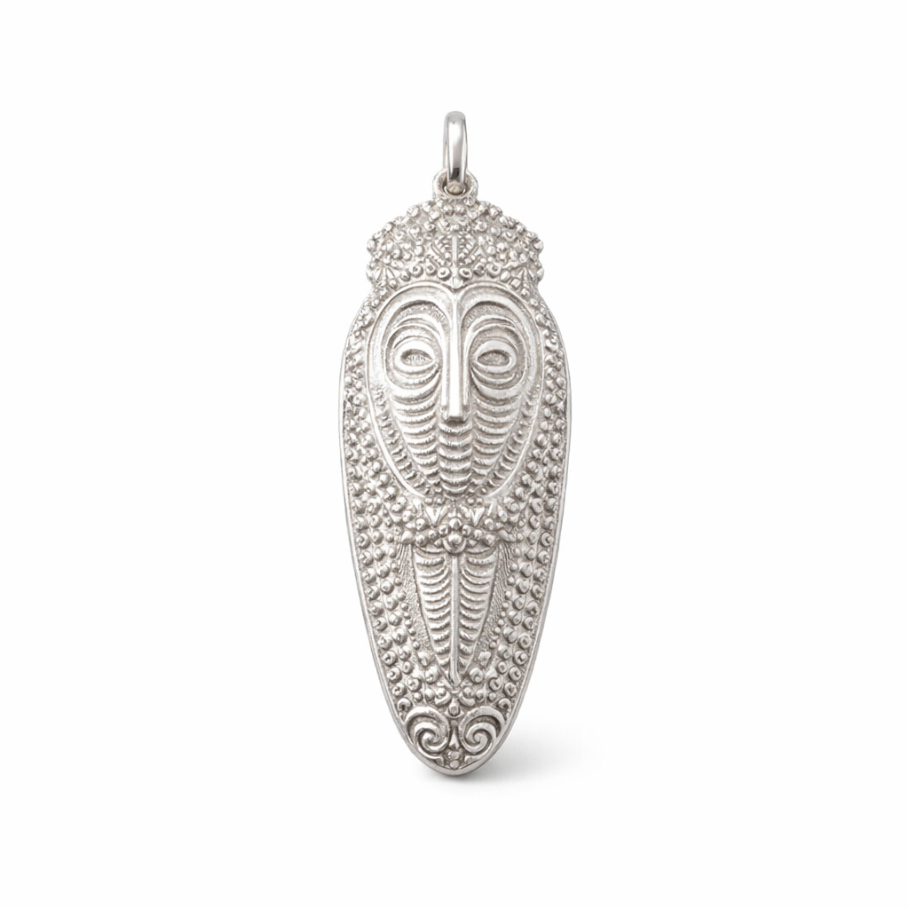 Tribal Pendant With Beard In Silver