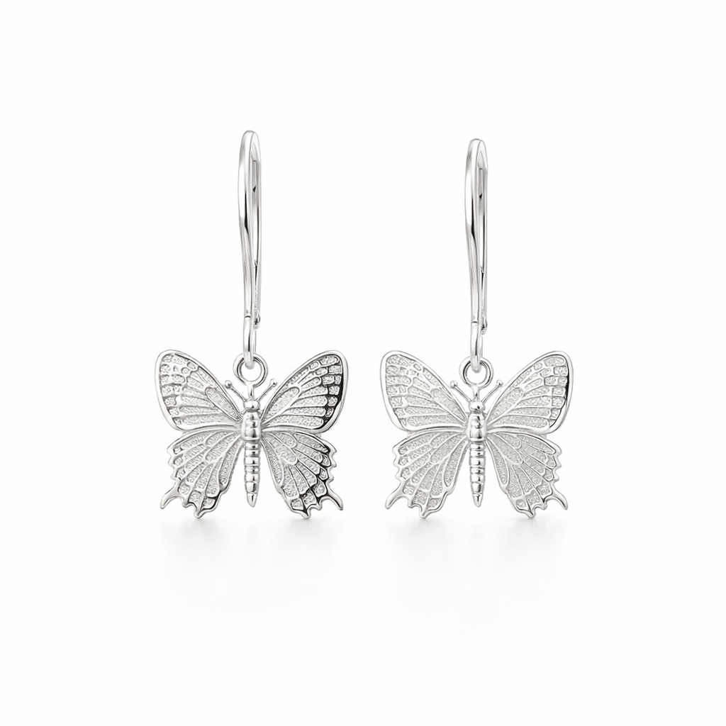 Silver Small Alcides Butterfly Earrings