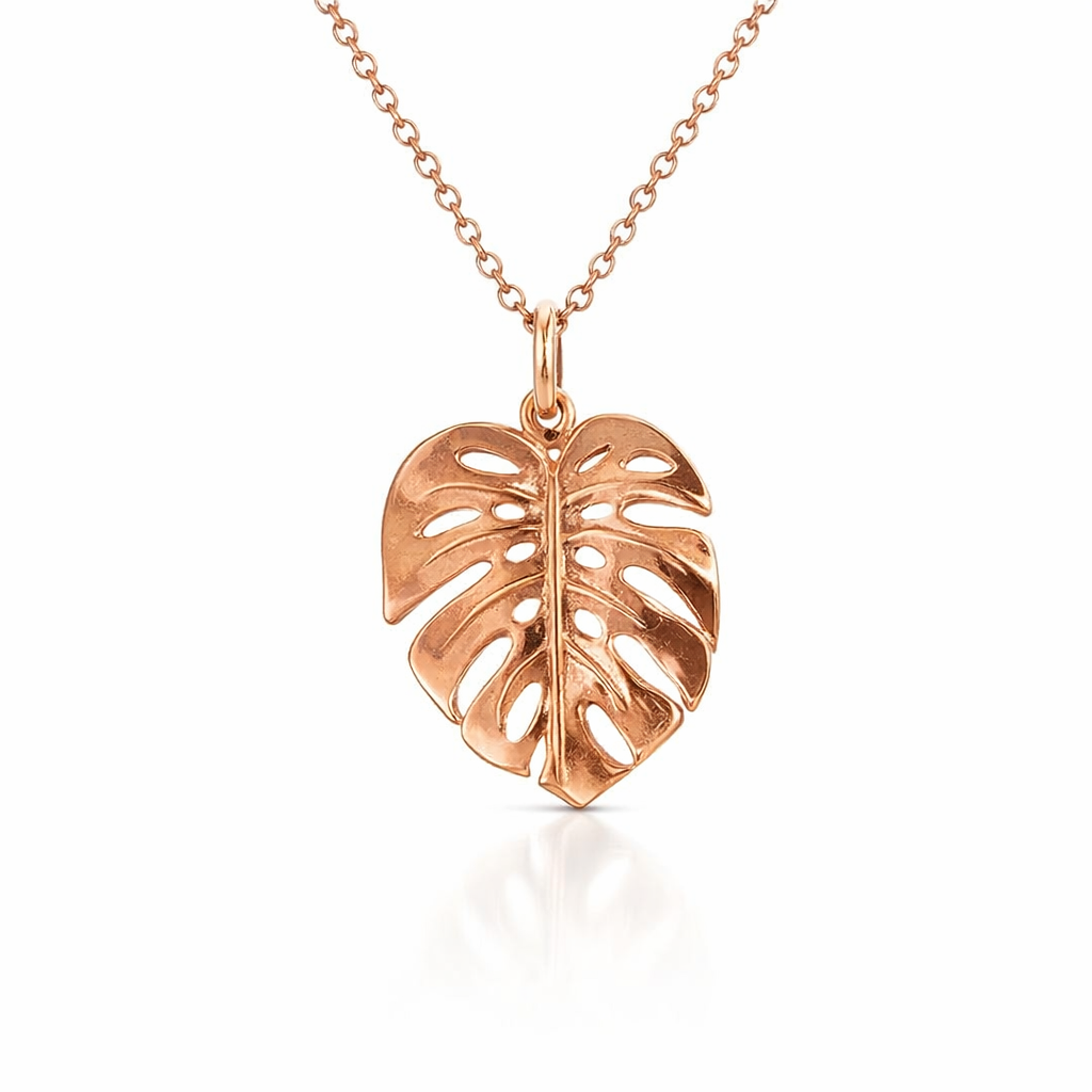 Monstera Leaf Pendant In 9K Rose Gold