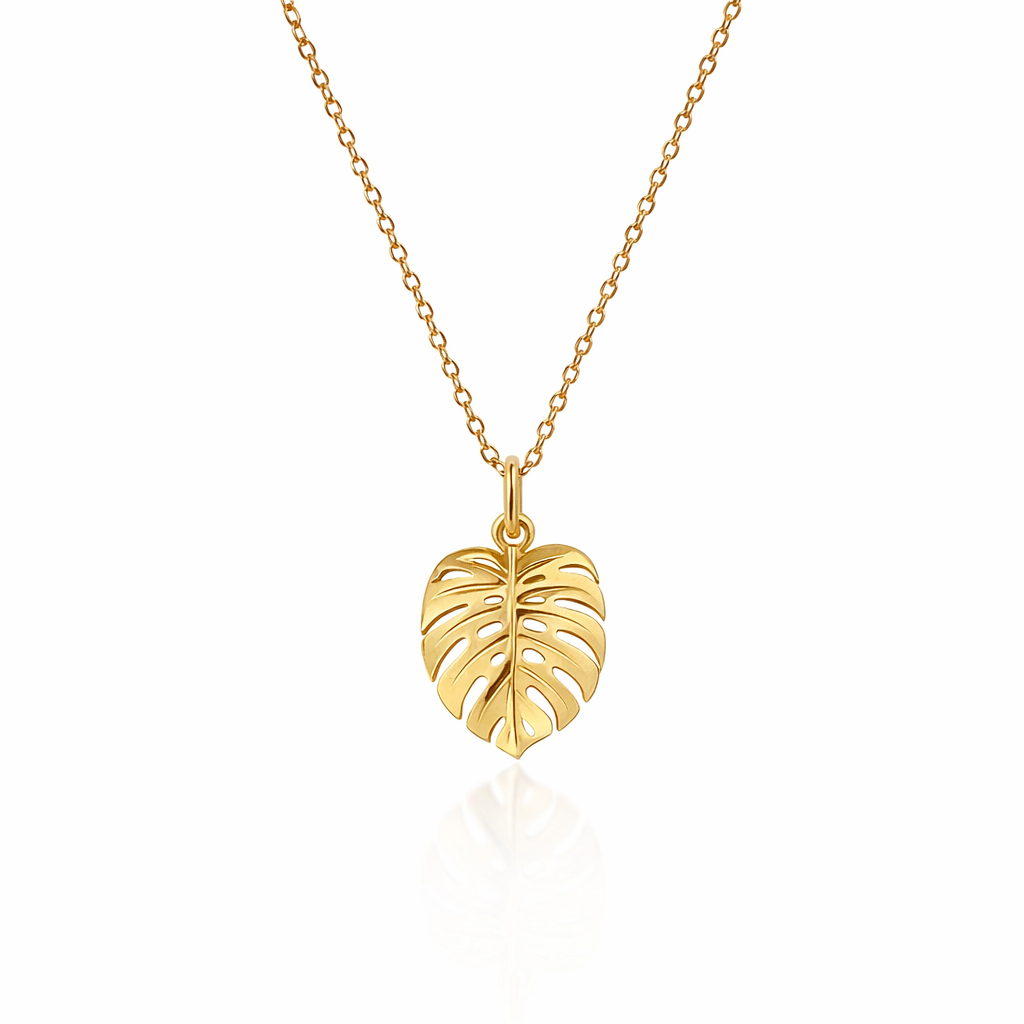 Monstera Leaf Pendant In 18K Yellow Gold