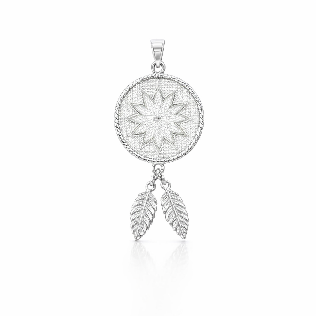 Goroka Woven Star And Leaf Silver Pendant
