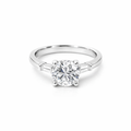 Cubic Zirconia Ring With Tapered Baguettes In Silver