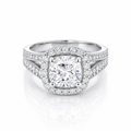 Cubic Zirconia Ring With Halo In Sterling Silver