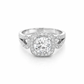 Cubic Zirconia Ring In Silver With CZ Halo And Band