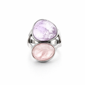Cabochon Amethyst And Morganite Ring In Silver