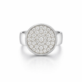 Coin Ring Pave Diamonds In 18K White Gold