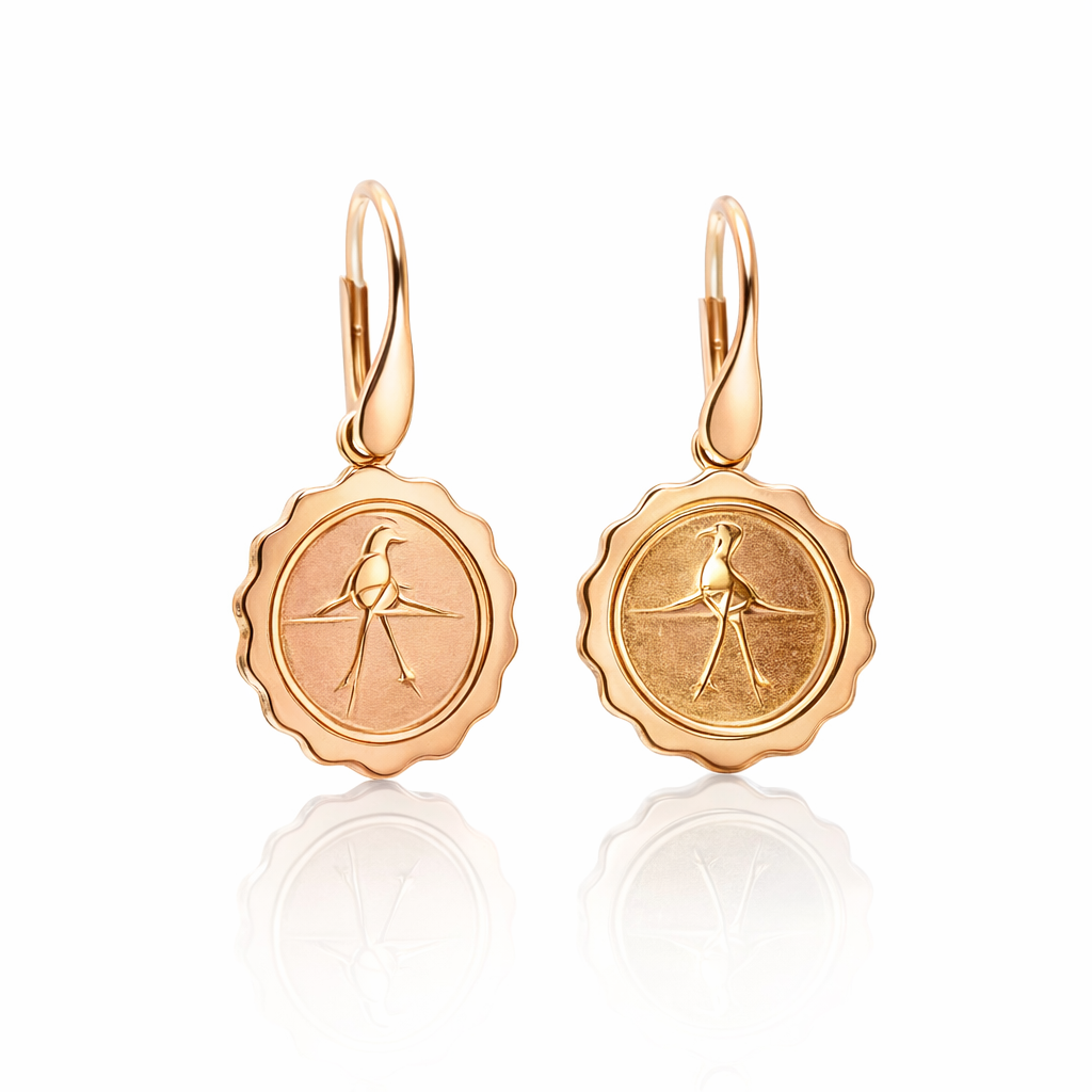 King Bird Of Paradise Rose Gold Earrings 9ct
