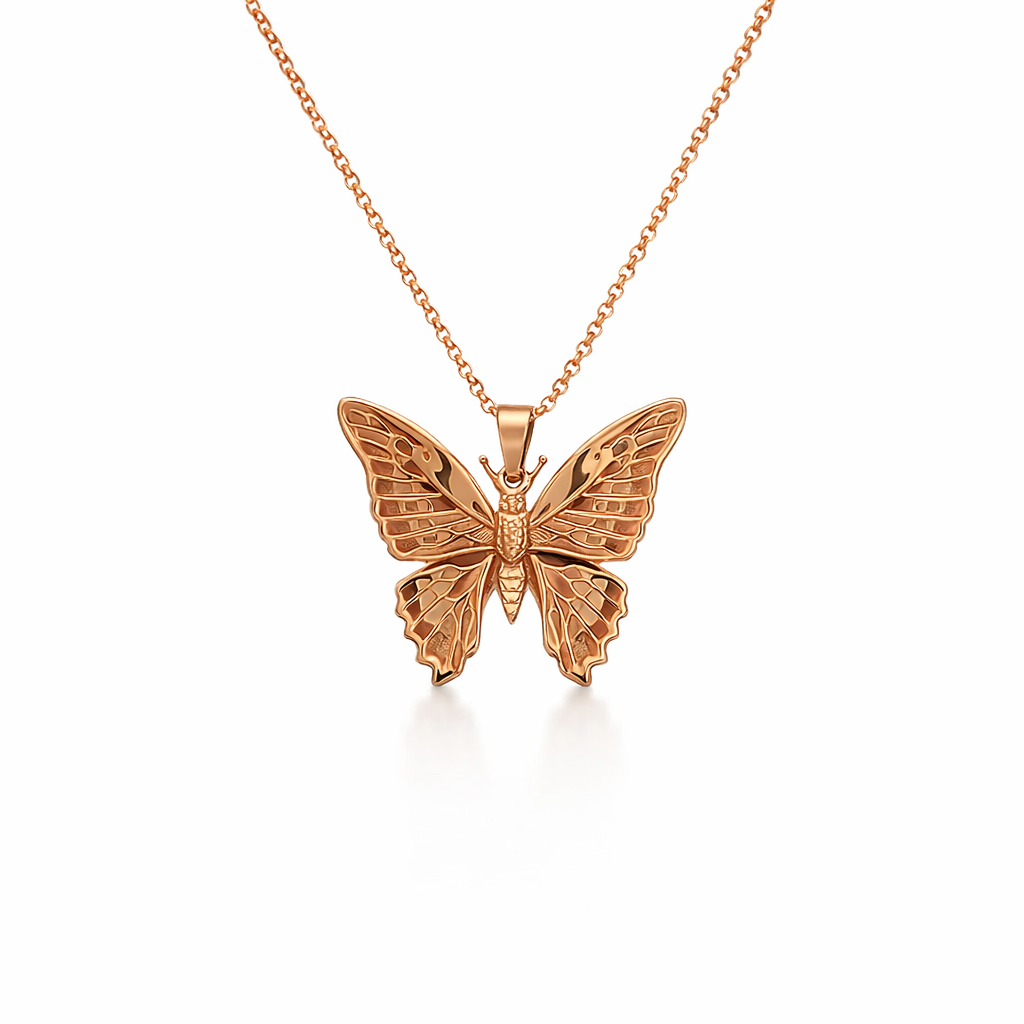 Bluebottle Butterfly Pendant In 9K Rose Gold