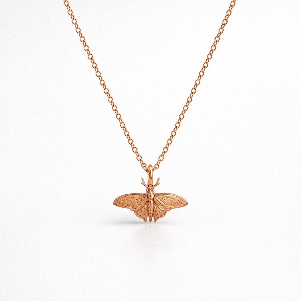 Green Triangle Butterfly Pendant 9K Rose Gold