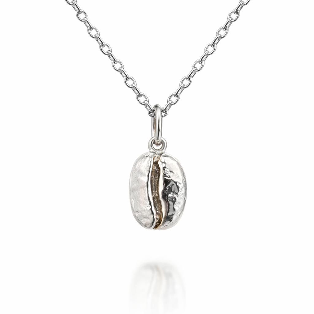 Coffee Bean Pendant In Sterling Silver