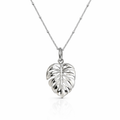 Silver Monstera Leaf Pendant Large