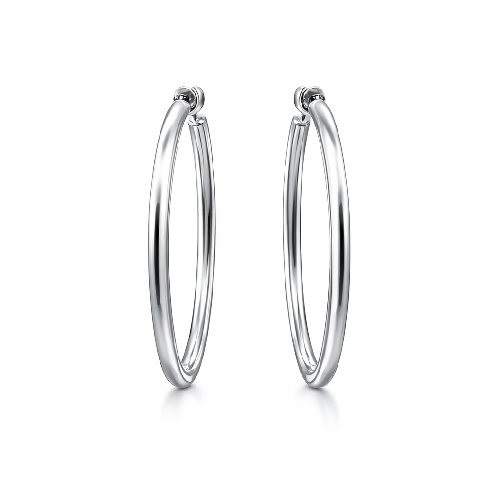 Sterling Silver Large Tube Hoop Earrings