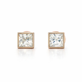 Square Cubic Stud Rose Gold Plate Earrings