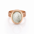 Green Rutilated Quartz Ring In 18ct Rose Gold