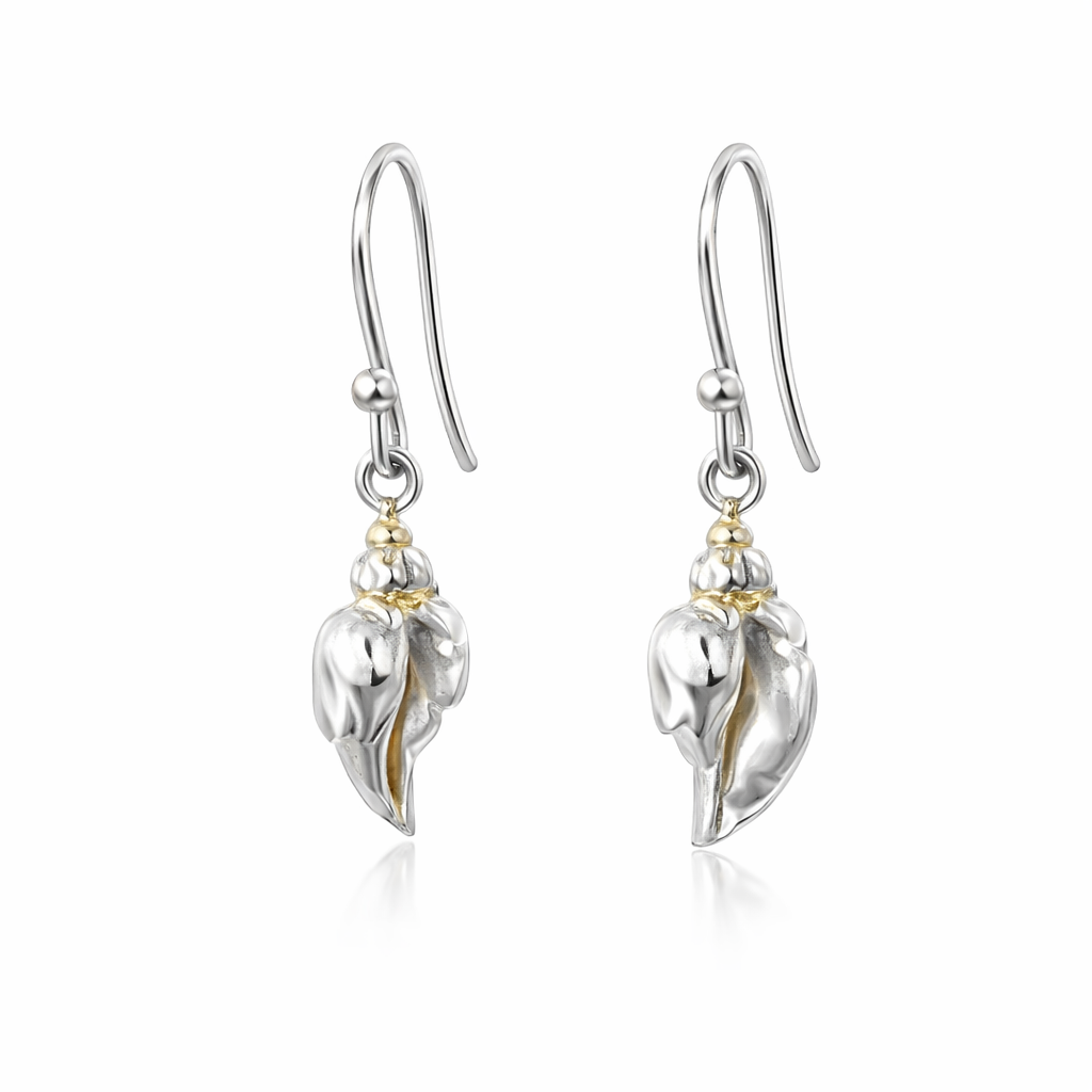 Conch Shell Earrings In Sterling Silver