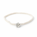 Petite Pearl Bracelet With Silver Flower Charm