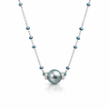 Blue Diamond And Tahitian Pearl 9K Necklace