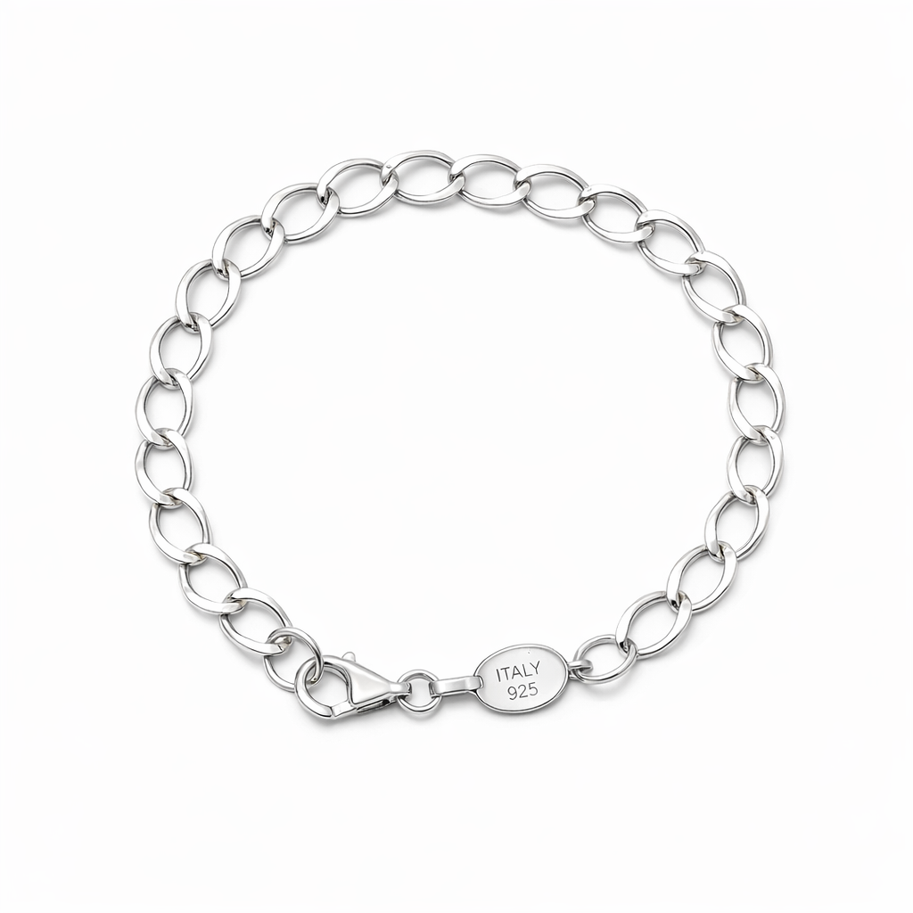 Curb Link Bracelet In Sterling Silver