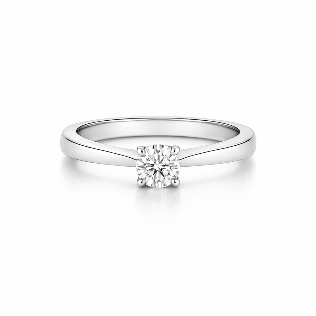 Diamond Engagement Ring In 18k White Gold