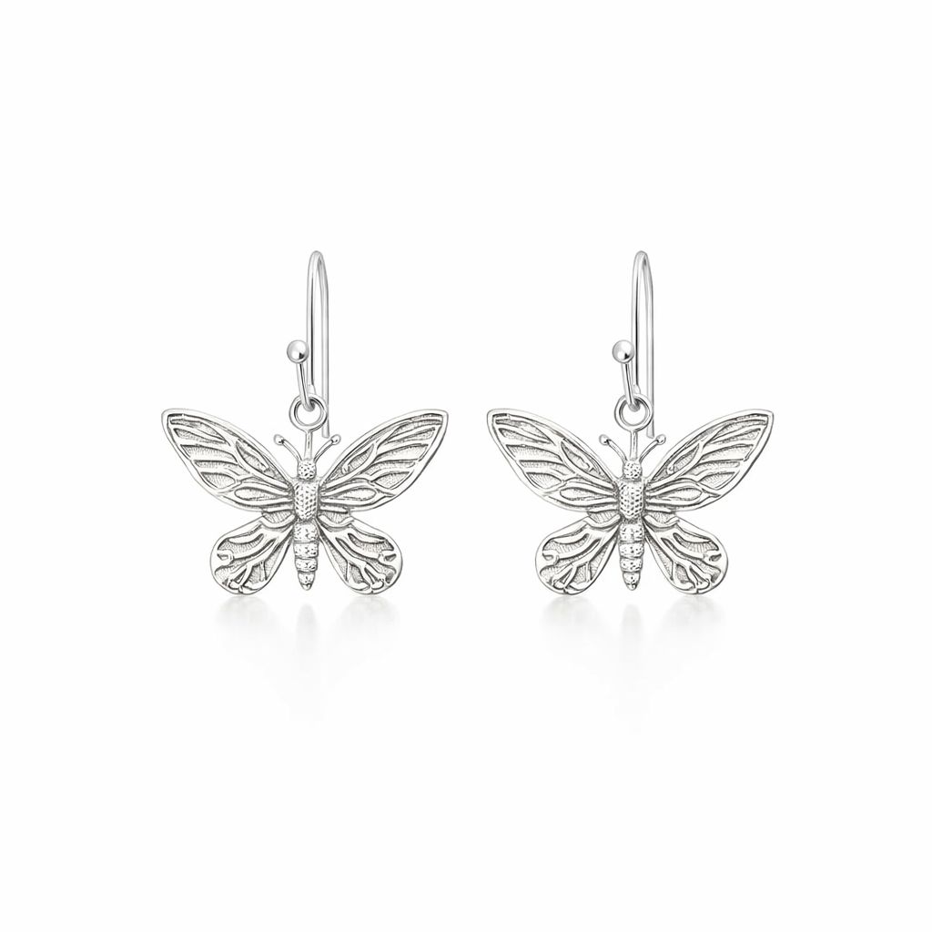 Silver Birdwing Butterfly Earrings