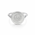 Silver Ring With Woven Finish And Starburst
