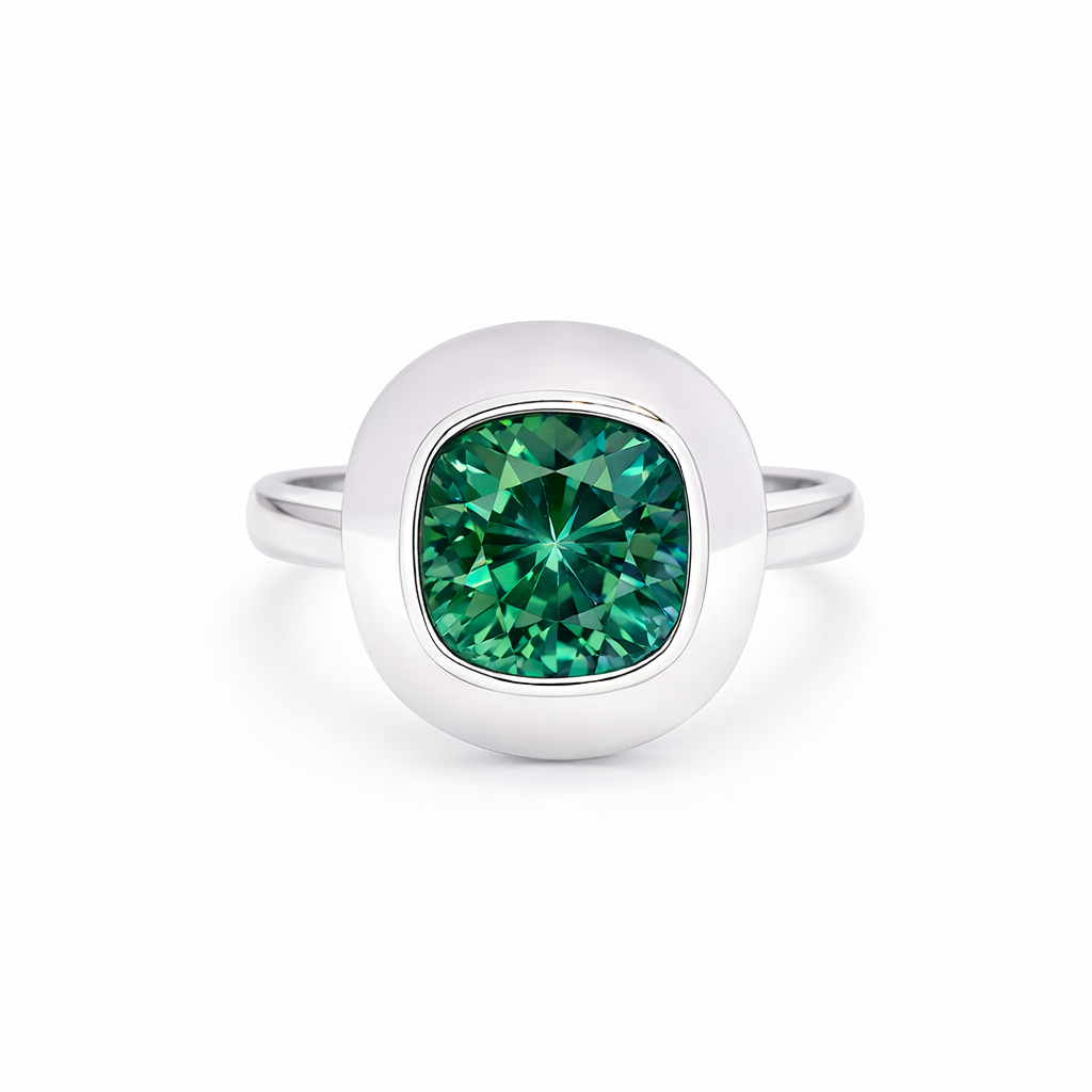 Indicolite Tourmaline Ring In 18K White Gold
