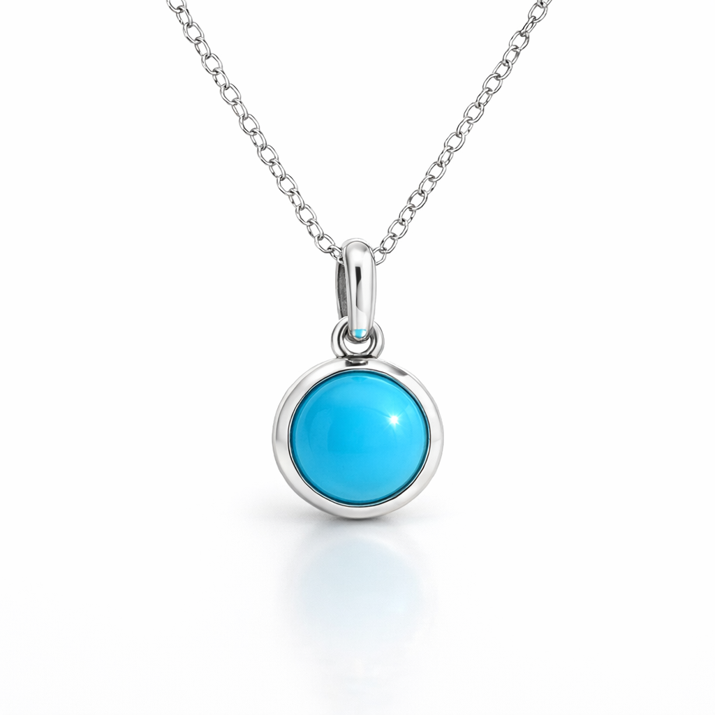 Turquoise Pendant In 18K White Gold