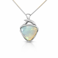 Solid White Opal Pendant In Sterling Silver