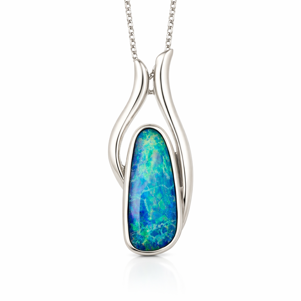 Colourful Doublet Opal Pendant in Sterling Silver