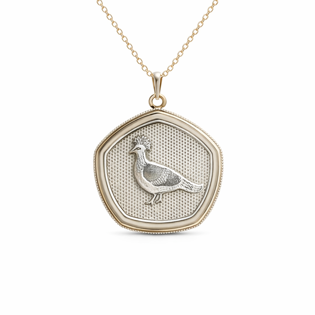 Pigeon Pendant | Crowned Victoria Pigeon In Silver