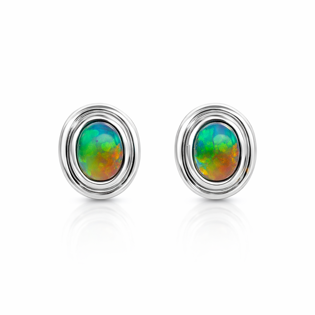 Lightning Ridge Opal Studs Earrings | 18K Gold