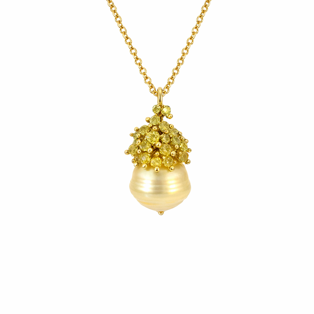 Baroque Golden South Sea Pearl &amp; Yellow Sapphire Necklace