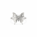Silver Purple Spotted Swallowtail Butterfly Ring