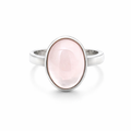 Rose Quartz Cabochon Ring In Sterling Silver