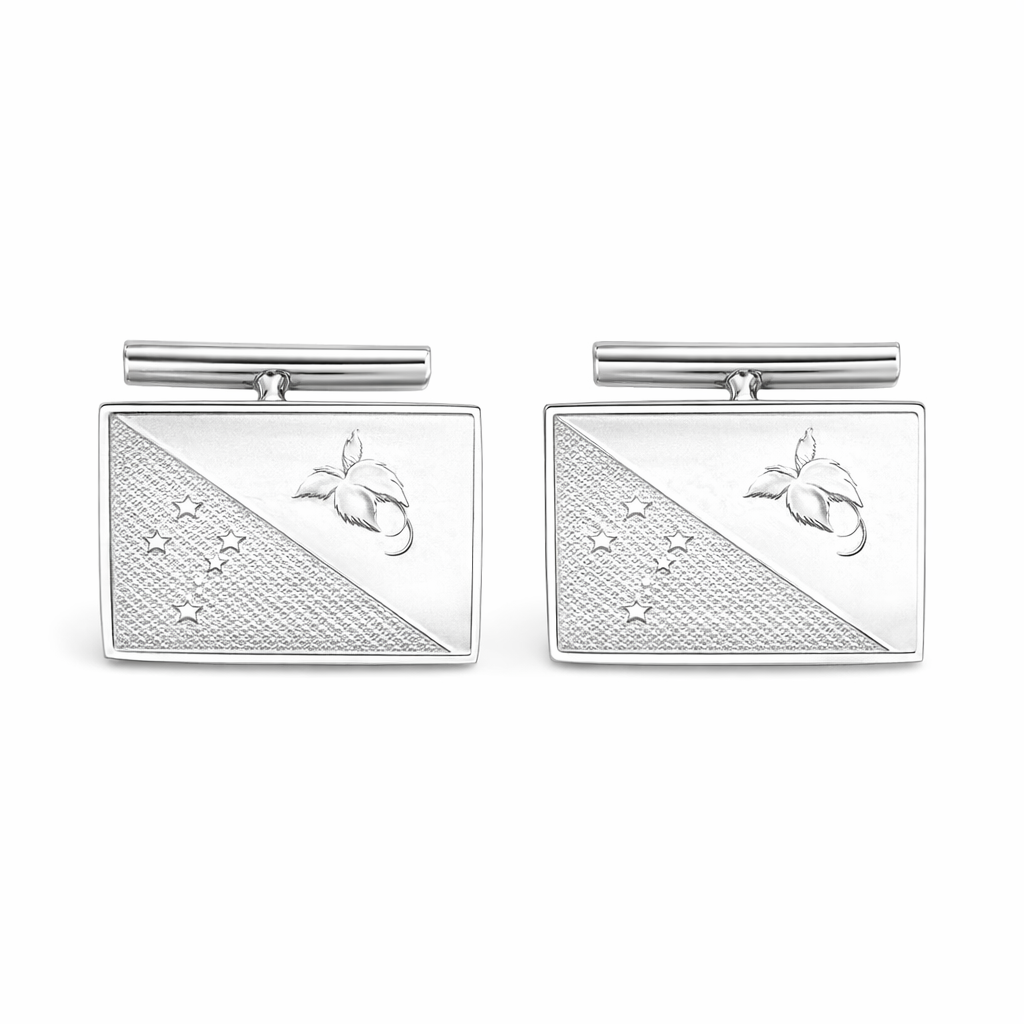 Silver Cufflinks |Papua New Guinea Flag