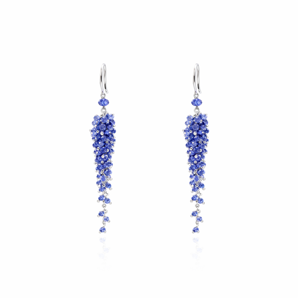 Tanzanite Earrings In 18K White Gold